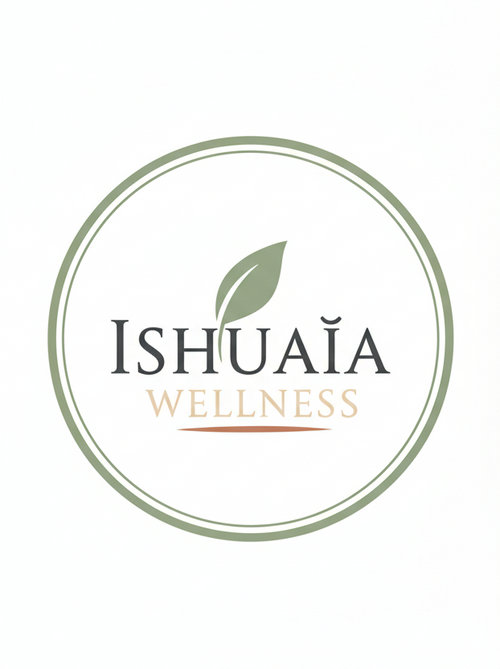 Brand name is "Ishuaïa" with multiple stores for "wellness", "pets", etc. please make a logo for Ishuaïa Wellness store.